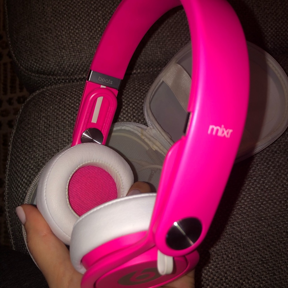 Hot pink beats headphones